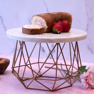 Venta al por mayor personalizado más vendido pastel de madera soporte de metal con mármol bandeja decoración granja bandeja escalonada Decoración - Product Image 5