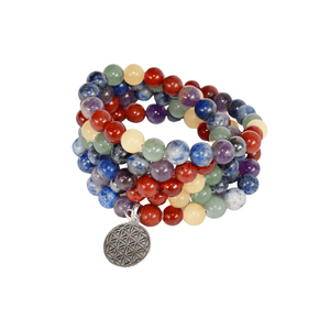 Premium Quality Hot Selling Handmade Stretchable Gorgeous 7 Chakra Crystals 108 Prayer Bead Meditation Mala From Indian Supplier - Product Image 1