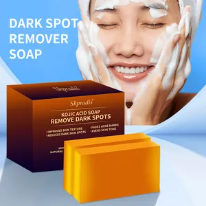 Sabonete orgânico natural com ácido kójico de açafrão remove marcas de acne, reduz manchas escuras e melhora a opacidade da pele