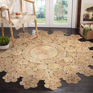 Tapis en jacinthe d'eau texturé en paille Surface rustique et naturelle pour les espaces de vie Ajoute confort et chaleur - Product Image 3