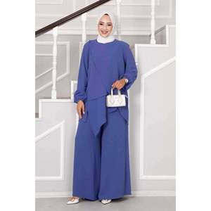 Hijab Aerobin à coupe asymétrique, ensemble 2 pièces indigo - Product Image 1