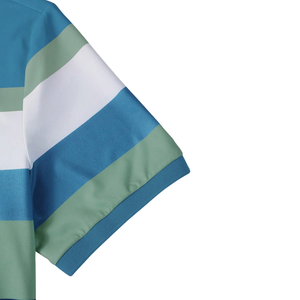 Camiseta de Punto para Hombre, Rayas Azul Cielo, Verde y Blanco, Manga Corta, Transpirable, Secado Rápido, Ligera, Informal, para Golf, Tenis, Verano, Talla XL - Product Image 4