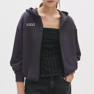 <b>Women</b> <b>Hoodie</b> With Front Pockets Casual <b>Zipper</b> <b>Hoodie</b> For <b>Women</b> / Adjustable Cheap Rate Breathable Solid Color <b>Hoodie</b> For <b>Women</b> - Product Image 1