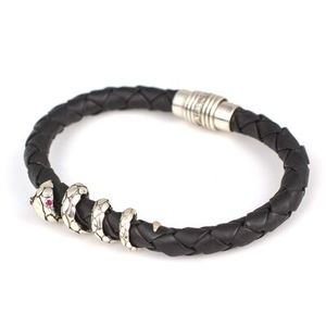 925 Sterling Silver <b>Leather</b> Snake Charm <b>Bracelet</b> Fashionable Charm <b>Bracelets</b> - Product Image 5