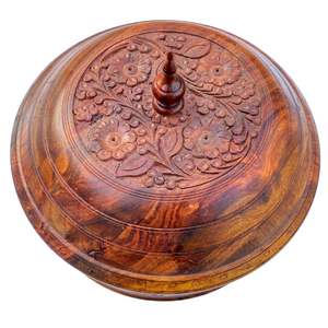 Sheesham หม้อไม้สำหรับบาร์บีคิวทำด้วยมือทำด้วยมือหม้อไฟทำจากไม้พร้อมงานทองเหลือง - Product Image 2