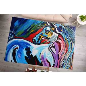 Alfombra Abstracta con Diseño de Caballo: Alfombra Decorativa con Animales Coloridos, Fácil de Limpiar, Alfombra Suave No Tejida - Product Image 4