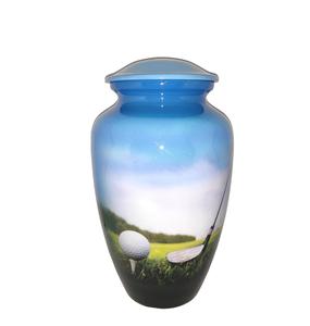 Urne funéraire Urnes funéraires. Lovely Golfer Golf Design Grande Taille 26 cms de haut avec sac en velours Lovely Blue Shed - Product Image 1