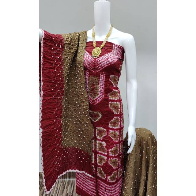 Chic Styles and Comfort in bandhani cotton satin dress for Trendy Women