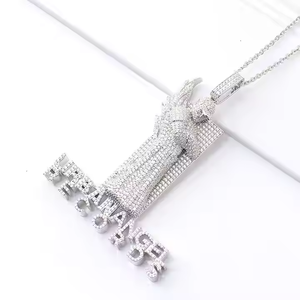 จี้เพชรมอยส์ซอไนต์1นิ้วสร้อยคอชุบทองเครื่องประดับฮิปฮอปตามสั่งสีเงิน - Product Image 3