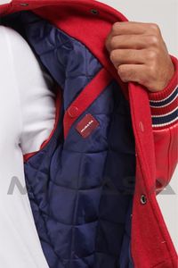 Vestes Versity pour hommes Blousons bombardiers à manches boutonnées en cuir de haute qualité avec patchs brodés personnalisés - Product Image 4