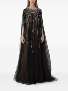 Women's Sexy Beaded Sheath Maxi Evening Party Dress with <b>Flare</b> Sleeves Anti-Static Feature Packaged Dress - Product Image 4