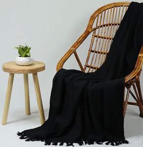 Manta decorativa hecha a mano india de lujo de 100% algodón para el hogar, sofá, sala de estar, uso de decoración - Product Image 1