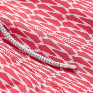 กางเกงว่ายน้ำชาย รีไซเคิล ลายเรขาคณิตสีแดง แห้งเร็ว มีเชือกผูกเอวและกระเป๋า - Product Image 5