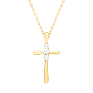 14K Gold Plated <b>Necklace</b> <b>Chain</b> 16 Diamonds Trendy Fashionable Pendant for Wedding Engagement IGI Certified Unisex RIKHAVA - Product Image 1