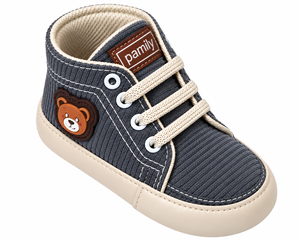 Pamily – chaussures en velours côtelé pour bébé de 0 à 6 mois, baskets à lacets avec ours de dessin animé, unisexes, respirantes, pour premiers pas - Product Image 4