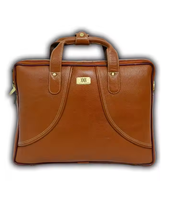 WRIZA Sacoche pour ordinateur portable unisexe en cuir véritable marron, souple, moderne, légère, grande capacité, durable, avec fermeture éclair et fermoir à boucle, motif à pois
