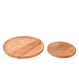 Bandeja redonda de madera para comida, plato de madera para decoración de mesa, alta calidad, superventas