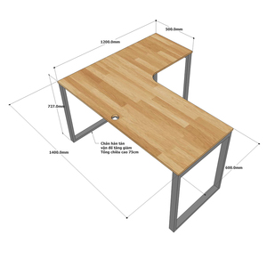 Escritorio de Esquina en Forma de L para Juegos, Requiere Ensamblaje, 140x120cm, Superficie de Madera y Patas de Hierro, para Dormitorio u Hotel-CD68015 - Product Image 5