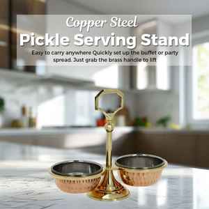 Premium 2 pièces cuivre acier vaisselle énorme demande service cornichon bouche désodorisant condiments compartiments bols support métal matériel - Product Image 6