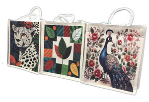 Sac fourre-tout en toile 100% coton naturel avec impression numérique, léger, réutilisable, pour le shopping, le bureau ou l'extérieur - Product Image 2