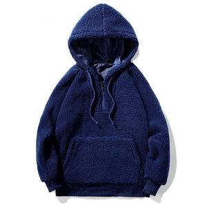 Pull baggy quart de fermeture éclair en coton polyester personnalisé Sweat à capuche pour homme hiver Sherpa en polaire épais et carré - Product Image 1
