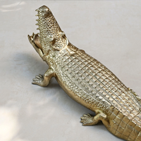 Sculpture Crocodile en laiton Vintage métal Animal Figurine décorative Reptile pièce maîtresse pour bureau à domicile et décor intérieur de luxe