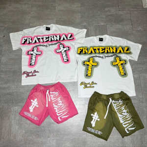 OEM Sérigraphie avec logo personnalisé T-shirts imprimés High Street T-shirts 300gsm 100% coton polaire Survêtement d'hiver à séchage rapide Ensembles manches complètes Hommes - Product Image 4