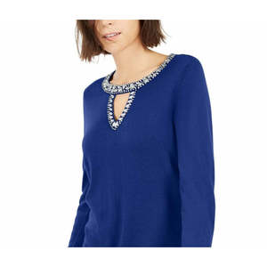 INC International Concepts Maglione da donna Navy X-Small con decorazioni a forma di chiave per la stagione autunnale - Product Image 2