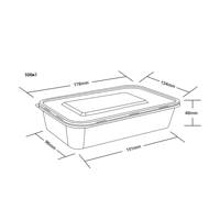 Récipients alimentaires en plastique réutilisables de 650ml Boîte à lunch rectangulaire blanche sans BPA Emballage durable pour la restauration et la livraison
