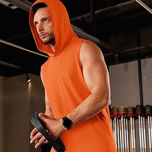 Custom Large Size Pullover <b>Hoodie</b> for <b>Men</b> Solid Color <b>Sleeveless</b> Sweatshirt Embroidery Casual Versatile Sports Vest for Gym - Product Image 3