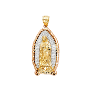 Venta caliente 14K Tri-Color Chapado en oro Nuestra Señora de Guadalupe Virgen María Colgante Religioso Cristiano para Niños - Product Image 1