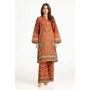 ชุดเซ็ต 2 ชิ้น ลายพิมพ์ทอง โบฮีเมียน สีน้ำตาล สำหรับผู้หญิง ฤดูใบไม้ผลิ/ฤดูร้อน ไซส์ XS/XS - Product Image 1