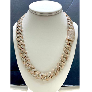 Cadena de eslabones cubanos de Miami de 3 filas de diamante de moissanita redondo de 16MM más asequible para hombres de la India - Product Image 1