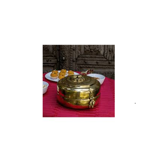 Boîte à chapati en laiton de style antique Réchauffeur d'impression de lettres solides Hotpot Casserole florale brun et emballage personnalisé - Product Image 4