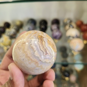 Cristal de guérison jaune dentelle agate sphère cristal boule de guérison pierre naturelle Quartz poli spécimen Rare Reiki plage nouvelle énergie - Product Image 3
