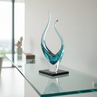 Esculturas Modernas de Cristal Azul de China para Decoración de Mesa en Hogar u Oficina - Recuerdos para Bodas, Cumpleaños, Halloween, Navidad