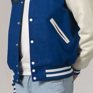 Veste d'hiver Letterman en laine pour homme avec col de baseball brodé personnalisable coupe-vent en toile Logo avant Position - Product Image 6