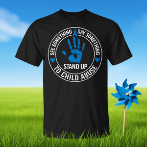 เสื้อยืดลายกังหันรณรงค์รณรงค์การตระหนักและป้องกันการทารุณกรรมต่อเด็ก ประเภทสินค้าส่งเสริมการขาย - Product Image 3