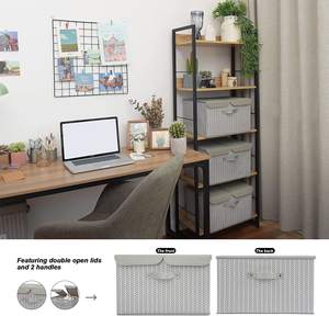 Boîtes de rangement pliables en tissu de lin, conteneurs organisateurs paniers Cube avec couvercle pour maison chambre placard bureau crèche OEM - Product Image 3