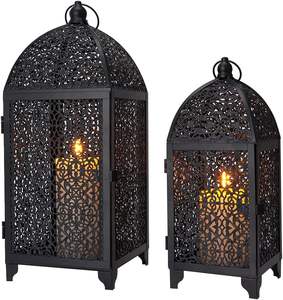 Elegantes linternas de metal grandes para temas interiores modernos rústicos versátiles para bodas decoración del hogar Pascua elegante boda hogar - Product Image 6