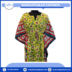 Hot Selling <b>Kaftan</b> Women Dress Comfortable Luxury Long Size Hand Block Printed Soft Cotton Voile <b>Kaftan</b> Nightwear <b>for</b> <b>Sale</b> - Product Image 4