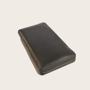 Portefeuille fin en cuir véritable pour homme avec doublure rayée, fermeture pliante, porte-cartes, design minimaliste de petite taille - Product Image 2