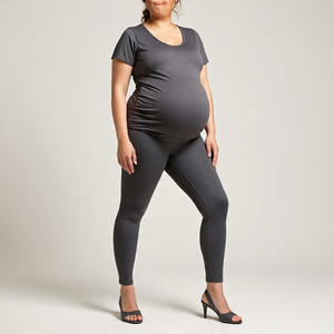 Mallas de maternidad de talla grande para mujer, mallas de compresión con cintura elástica, mallas de maternidad atléticas para Yoga y Fitness para mujer - Product Image 6