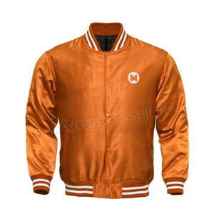 Chaqueta de béisbol bombardero de satén para hombre de talla grande personalizada al por mayor, ropa de abrigo elegante de calidad superior para hombre - Product Image 1