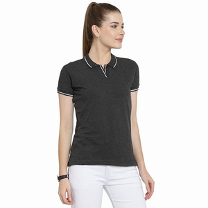 Best Quality Women's Polo Shirt Black Color <b>Slim</b> Fit Turn Down Collar Pullover Plus Size Polo Shirt For Ladies - Product Image 3
