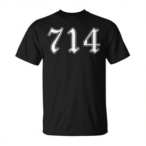 714 Area Code Orange County Old School T-Shirt Chemise décontractée noire pour hommes - Product Image 2