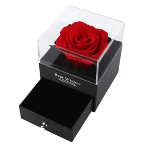 Wholesale Valentin Flower Preserved Rose Drawer Creative Handmade Jewelry Transparent Window Gift Mystery Box