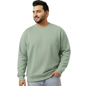 Sweat-shirt en polyester/coton tricoté à col rond pour homme, doublure en polaire douce, pull décontracté chaud pour l'hiver, manches longues - Product Image 1