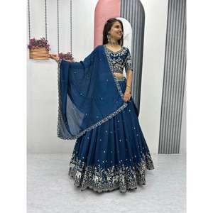Lehenga choli นักออกแบบที่งดงามเป็นที่ต้องการมากที่สุดเหมาะสำหรับงานแต่งงานหรืองานเลี้ยงรับรอง - Product Image 3