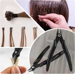 2Pcs Pinces d'extension de cheveux Pinces coupantes à la kératine avec ressort d'ouverture Pinces d'extension de pré-collage pour K-Tip - Product Image 3